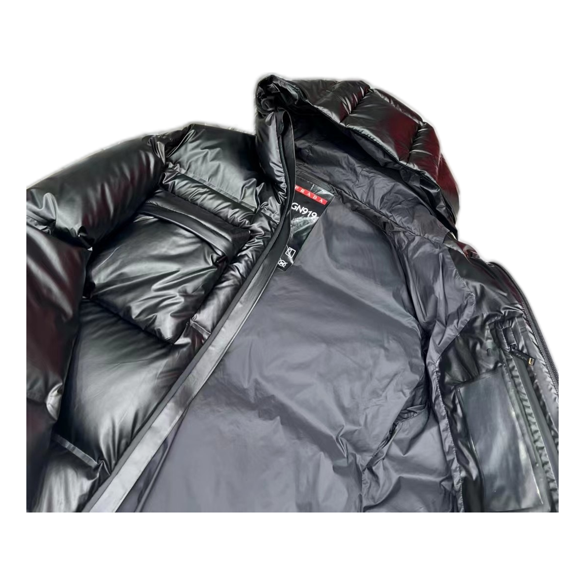 Prada Linea Rossa Insulated Hooded Puffer Jacket - Black